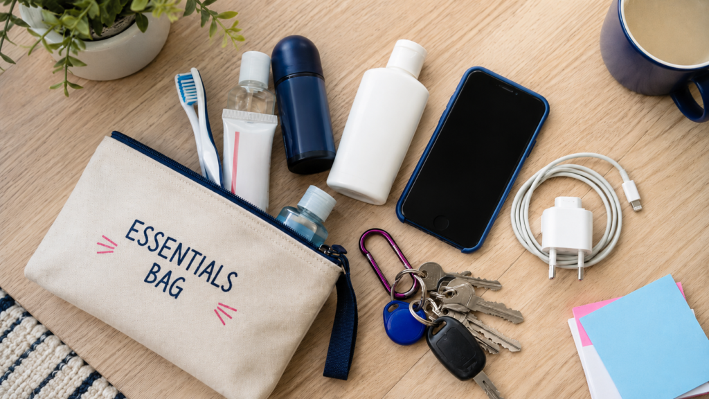 Pack last before moving interstate essentials bag with phone, charger, keys and toiletries by Six Brothers Removalists