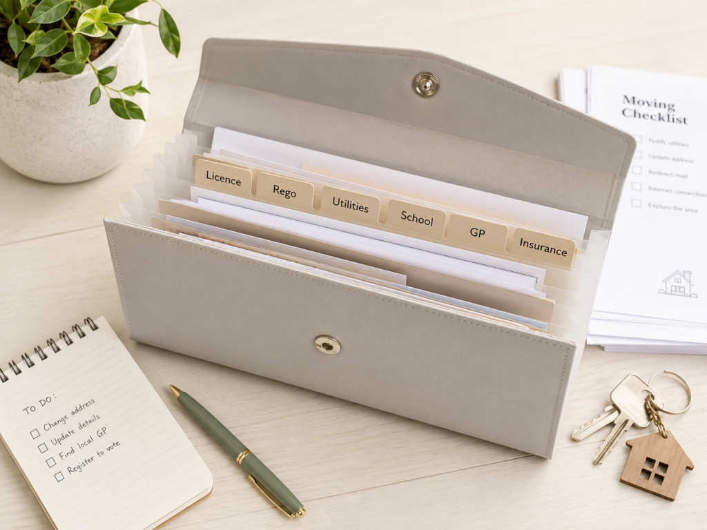 Settle into a new state after moving with Six Brothers Removalists using labelled document tabs and keys