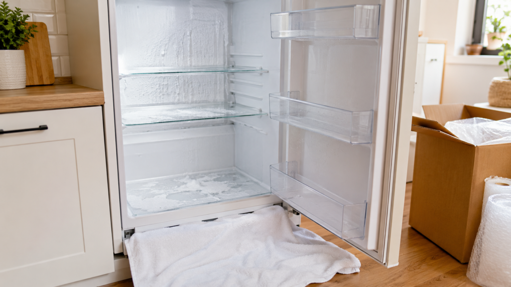 What to do 2 days before moving interstate: defrosting a fridge for Six Brothers Removalists