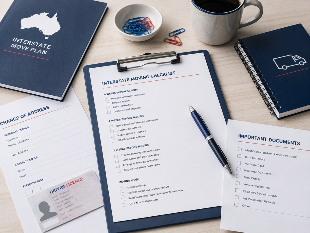 what to do before moving interstate paperwork checklist with licence and forms by Six Brothers Removalists