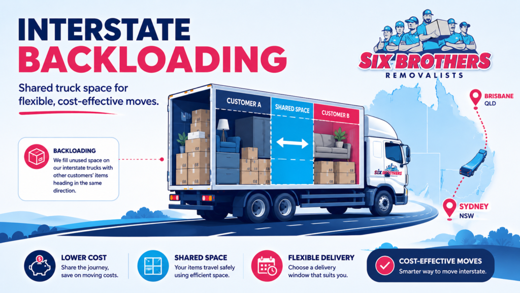 Why are Australians moving interstate backloading graphic by Six Brothers Removalists showing shared truck space