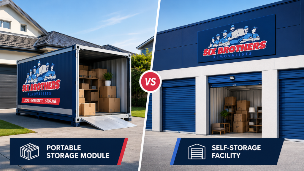 Combine storage and interstate removalists comparison by Six Brothers Removalists: portable module vs self-storage