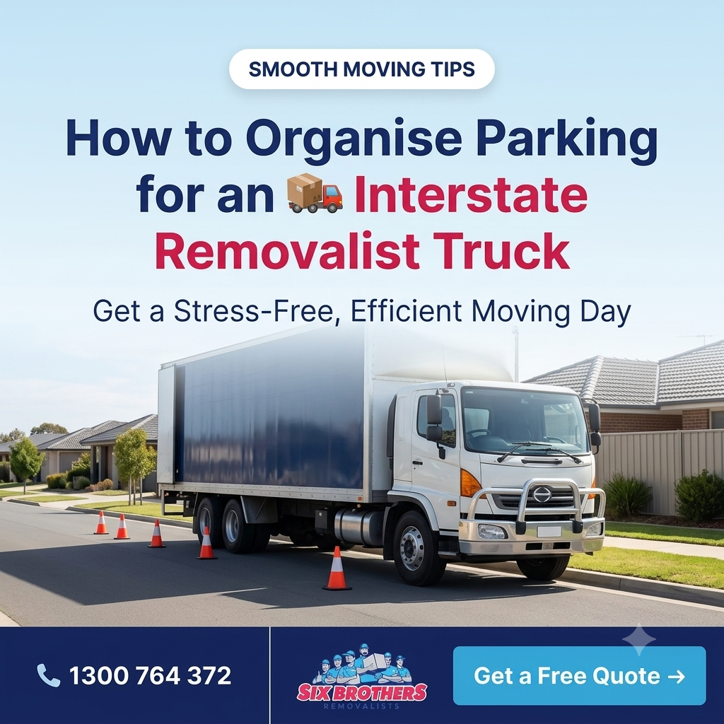 Guide to interstate removalist truck parking featuring a moving truck by Six Brothers Removalists