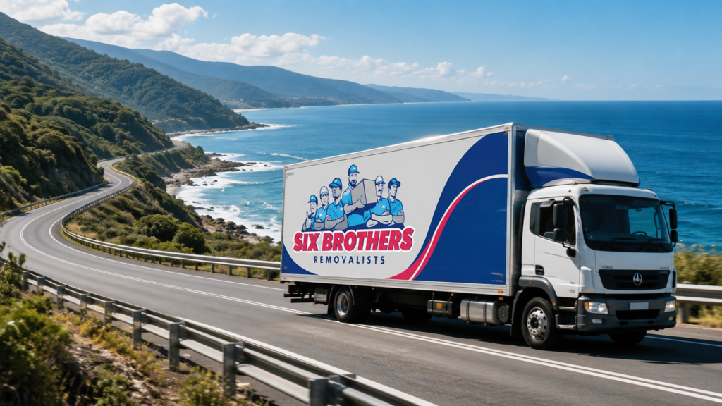 Moving interstate from Brisbane to Sydney with Six Brothers Removalists truck on Pacific Highway coast