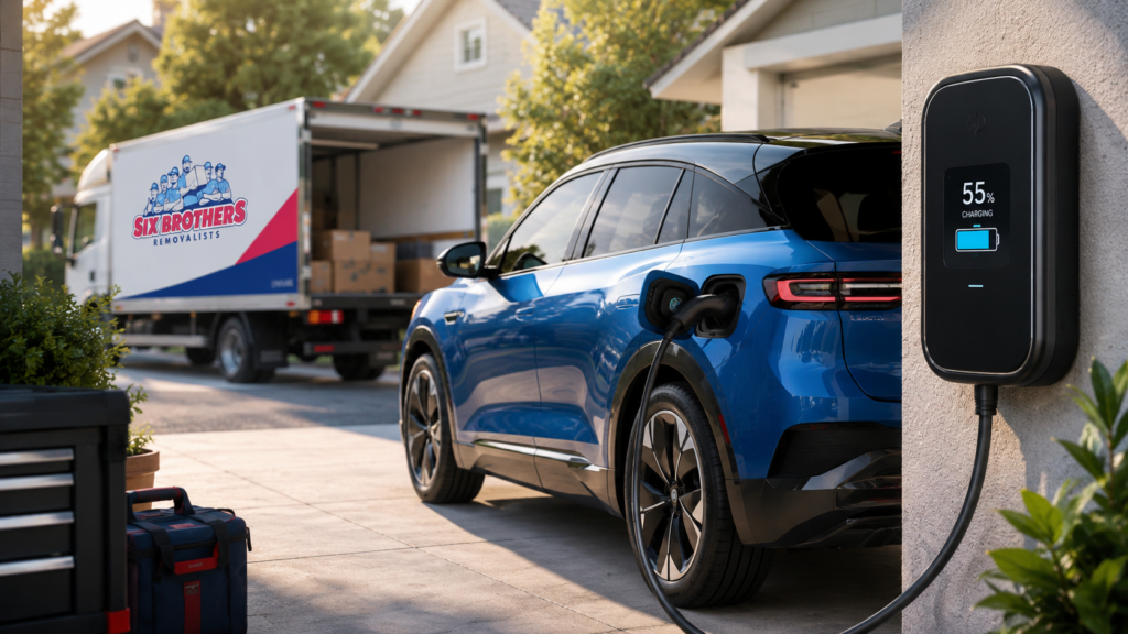 Prepare your car before moving interstate with mid-level EV charging by Six Brothers Removalists