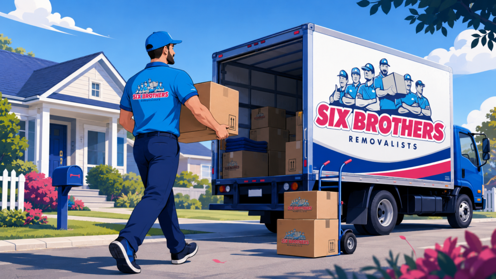 Sydney to Perth removalists loading boxes into a truck by Six Brothers Removalists.