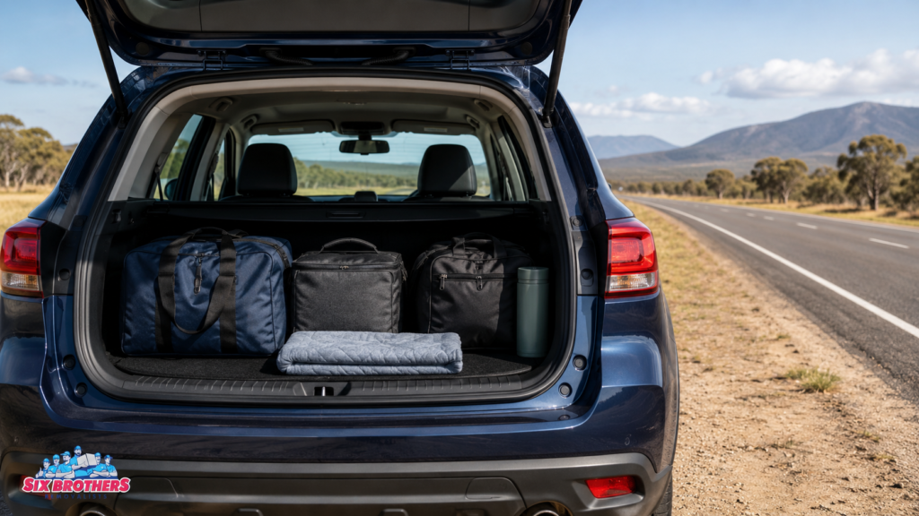 Safe car loading showing what to pack in your car when moving interstate with Six Brothers Removalists.