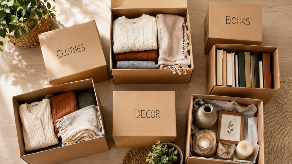 What to put in storage when moving interstate with Six Brothers Removalists labelled boxes