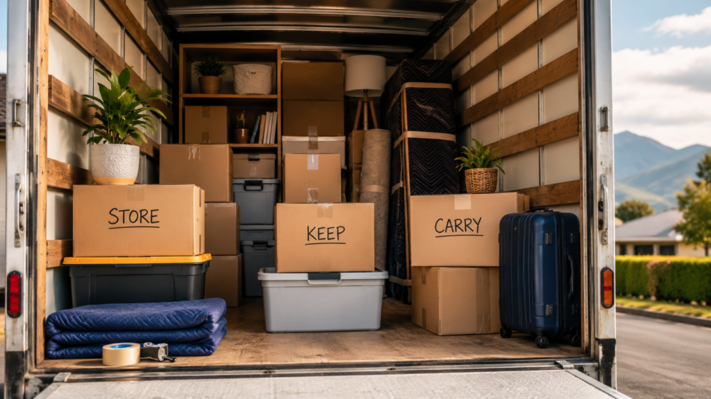 What to put in storage when moving interstate with Six Brothers Removalists labelled moving boxes