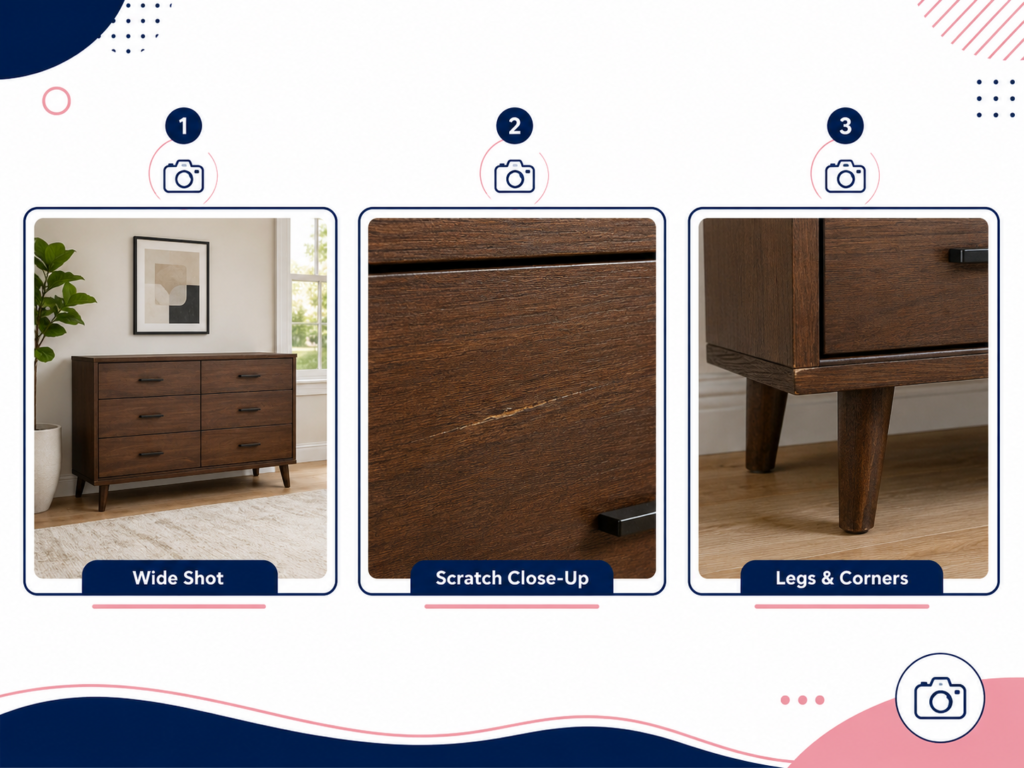 How to photograph belongings before an interstate move with Six Brothers Removalists using wide, damage, and corner shots.