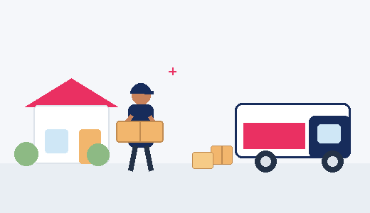Moving inventory list animation by Six Brothers Removalists showing boxes, a mover, and interstate moving preparation.