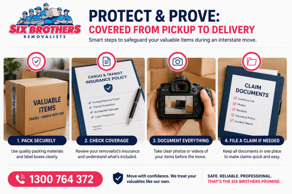 How to track valuable items during an interstate move with Six Brothers Removalists using photo proof and claim records