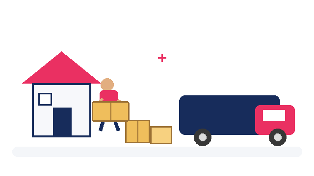 Animated GIF on valuables to keep when moving interstate by Six Brothers Removalists, showing a mover and truck.