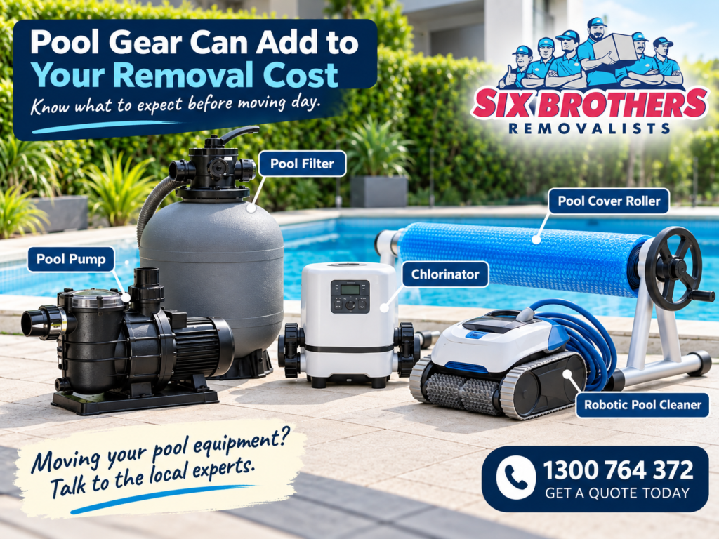 House removalist extra charges image by Six Brothers Removalists showing pool pump, filter, chlorinator and cleaner.