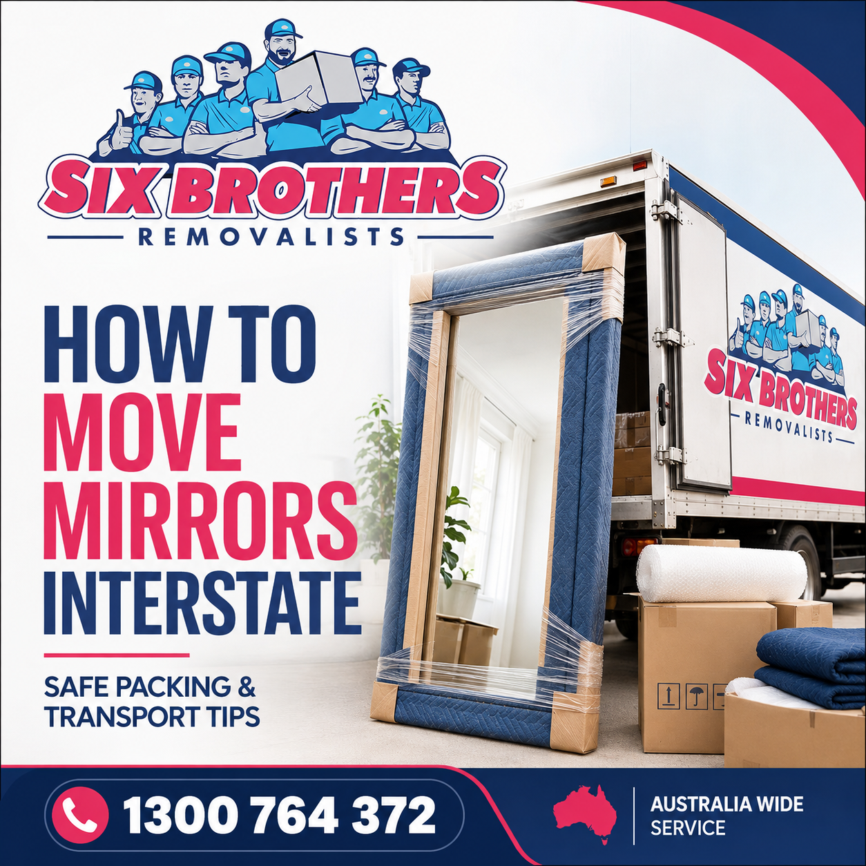 How to move mirrors interstate safely with Six Brothers Removalists using secure packing, padding and transport.