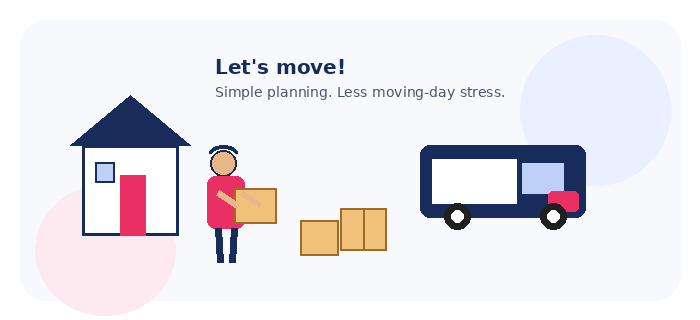 DIY moving Sydney animation by Six Brothers Removalists showing a mover carrying boxes to a truck.