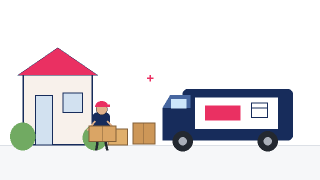 Garage and shed moving costs GIF by Six Brothers Removalists showing a mover, boxes and a removal truck.