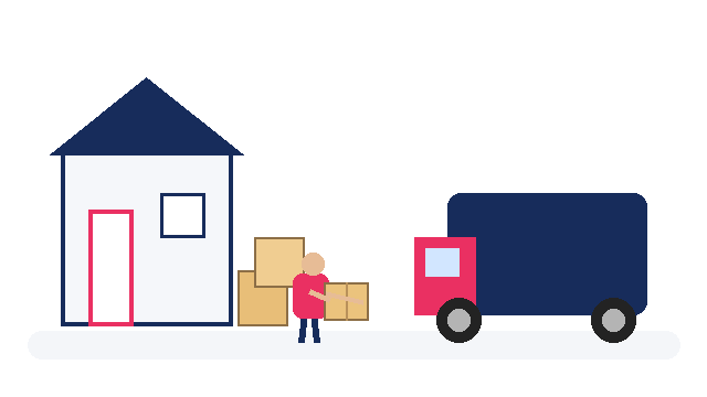 Three-storey house moving costs Sydney GIF by Six Brothers Removalists showing a removalist moving boxes