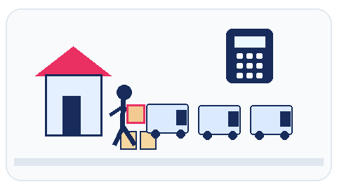 Animated GIF comparing Renting 3 Trucks vs Hiring Removalists, featuring Six Brothers Removalists in Sydney.