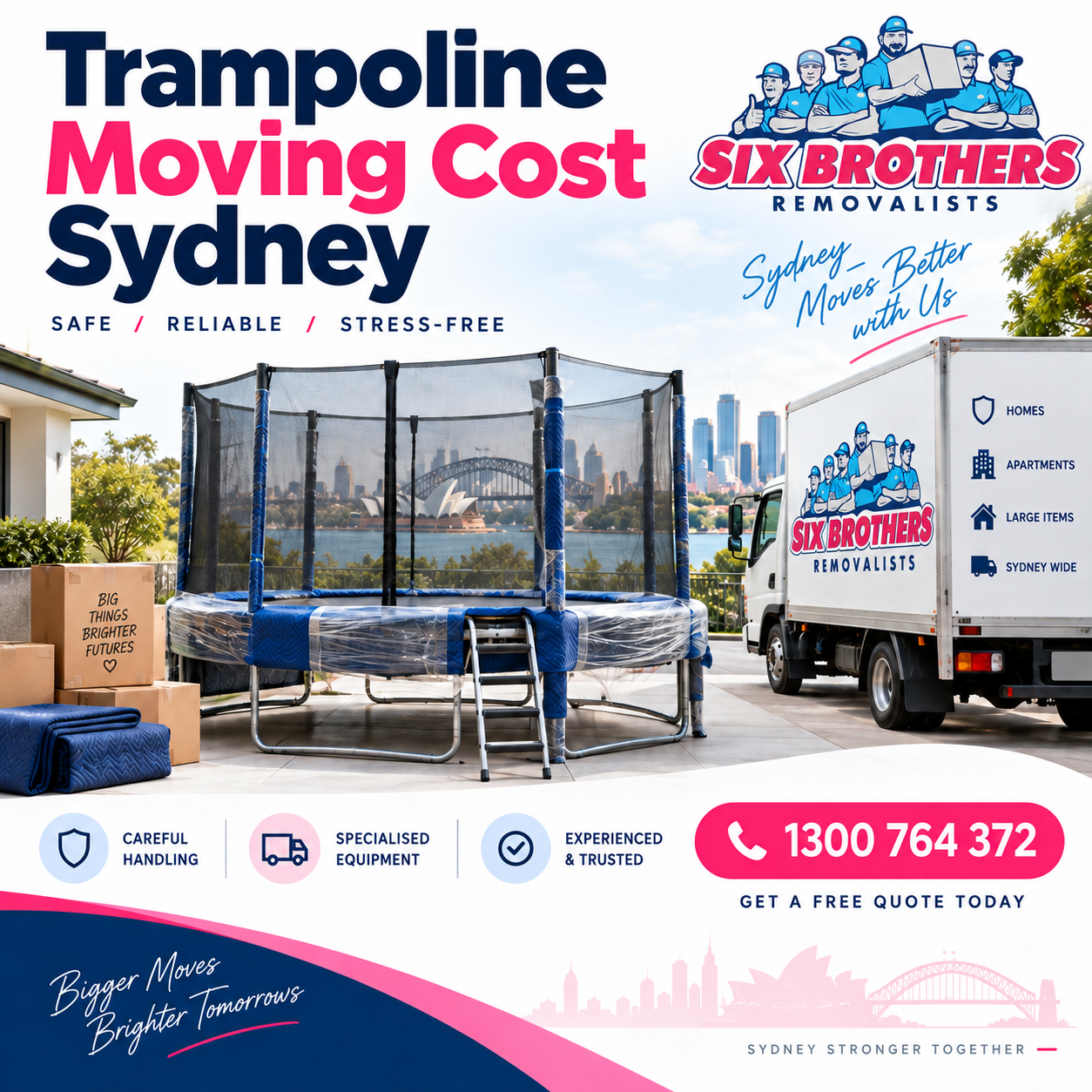 Labelled swing-set dismantling image for trampoline moving cost Sydney by Six Brothers Removalists