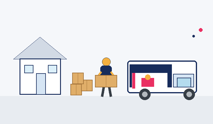 North Shore house removalist GIF by Six Brothers Removalists showing a moving truck and boxes outside a Sydney home.