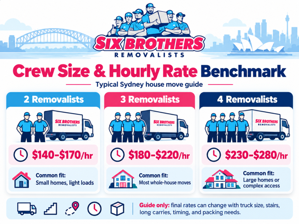 Sydney house removalist vetting checklist crew rate guide by Six Brothers Removalists for 2, 3 and 4-person crews