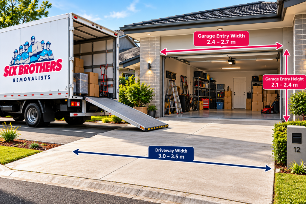 Garage and workshop moving checklist for Sydney house moves by Six Brothers Removalists, showing truck and garage access.