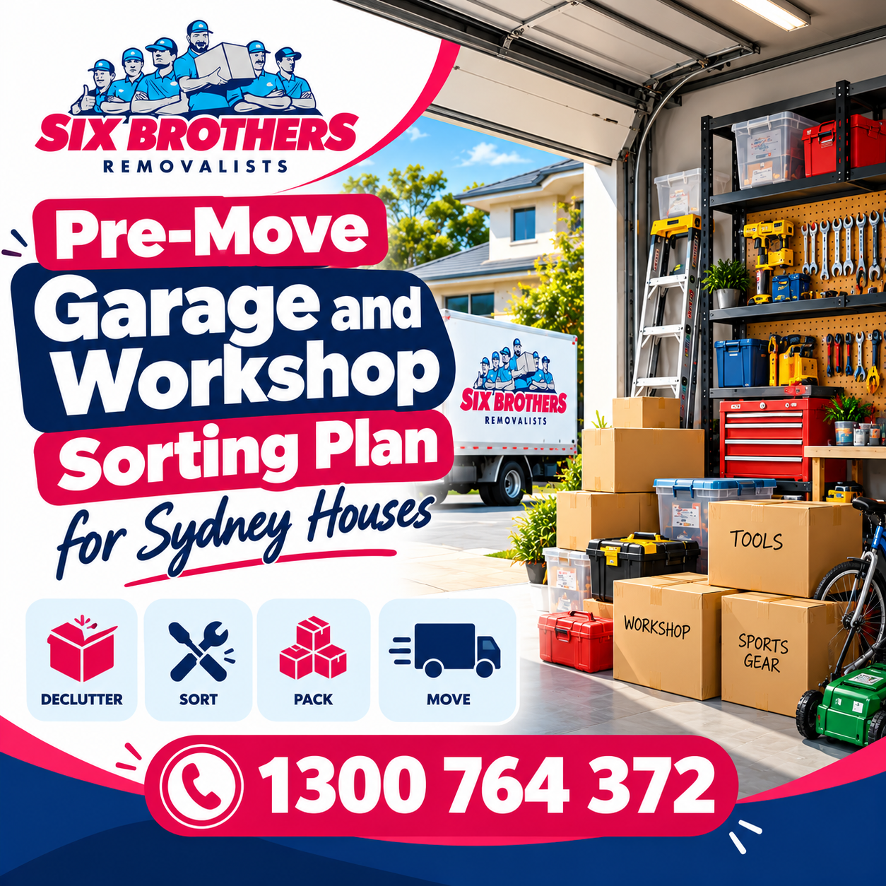 Garage and workshop moving checklist for Sydney house moves by Six Brothers Removalists.