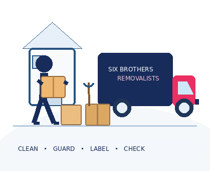 Animated guide on how to pack garden tools for moving safely by Six Brothers Removalists in Sydney.