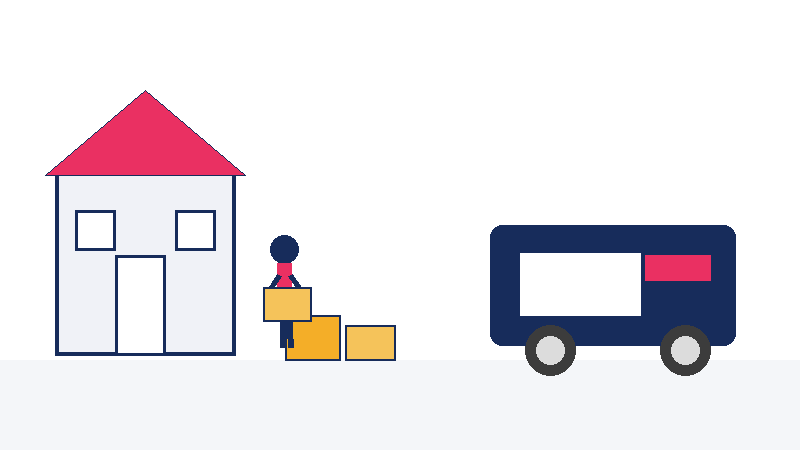 House removalist Sydney GIF by Six Brothers Removalists showing a removalist carrying boxes to a moving truck.