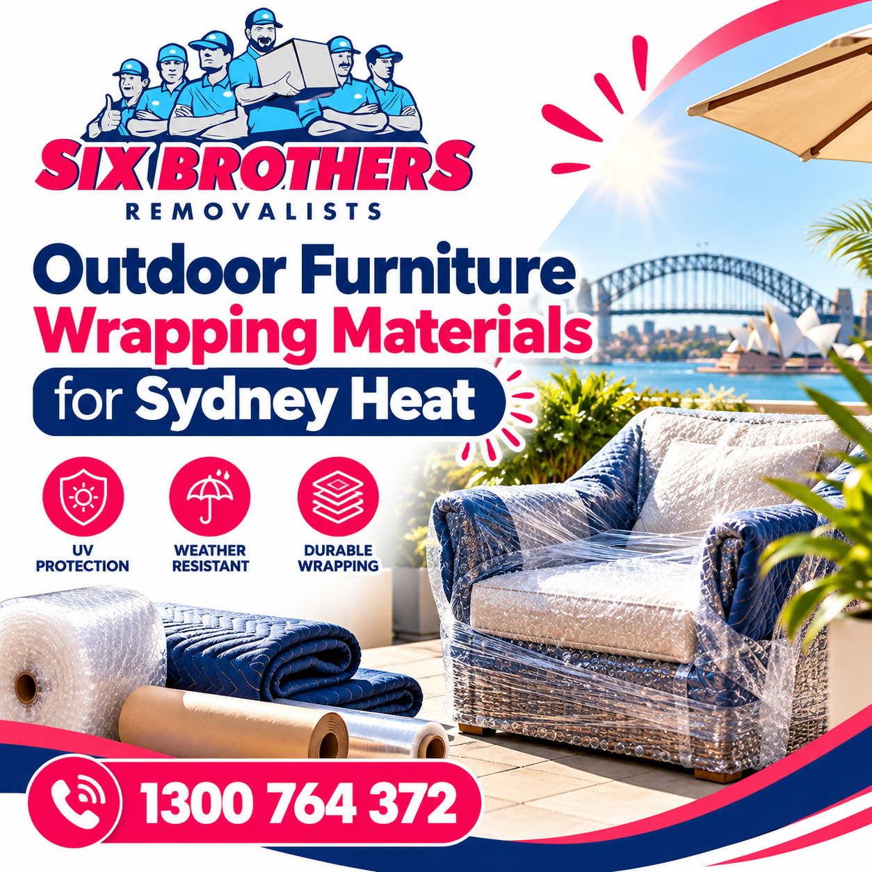 Outdoor Furniture Wrapping Materials for Sydney Heat by Six Brothers Removalists, featuring a protected patio chair