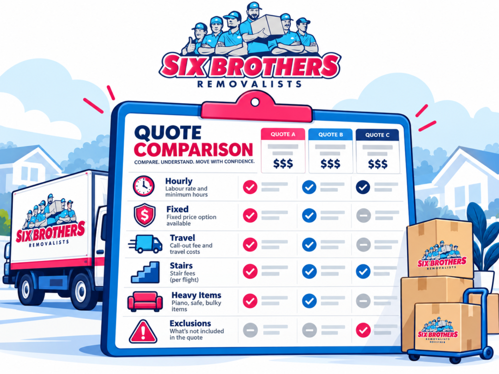 Quote comparison for questions to ask Sydney removalists by Six Brothers Removalists