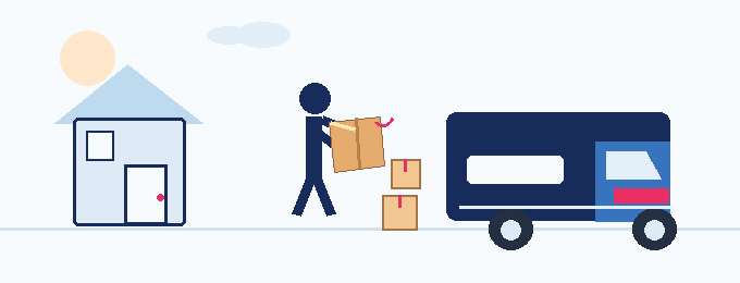 Heavy-duty packing materials for moving house, with animated boxes and a removals truck by Six Brothers Removalists