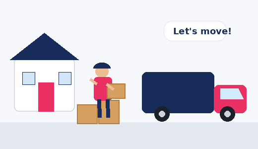 Sydney house removalist experience GIF by Six Brothers Removalists showing a mover, boxes, house and moving truck.