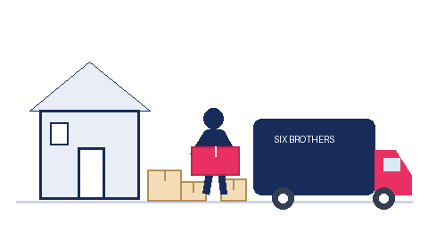 Where to order whole-house packing supplies in Sydney – Six Brothers Removalists animated moving boxes GIF