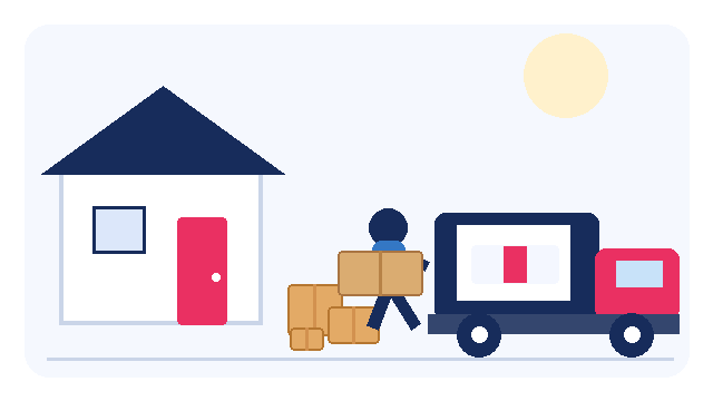 Animated whole-house move checklist Sydney guide by Six Brothers Removalists showing a removalist packing and moving boxes.