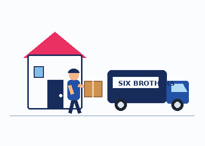 Two-storey house moving plan Sydney GIF with removalist and truck by Six Brothers Removalists