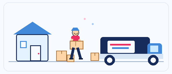 Animated whole-house inventory checklist for insurance purposes by Six Brothers Removalists, showing boxes and a moving truck.